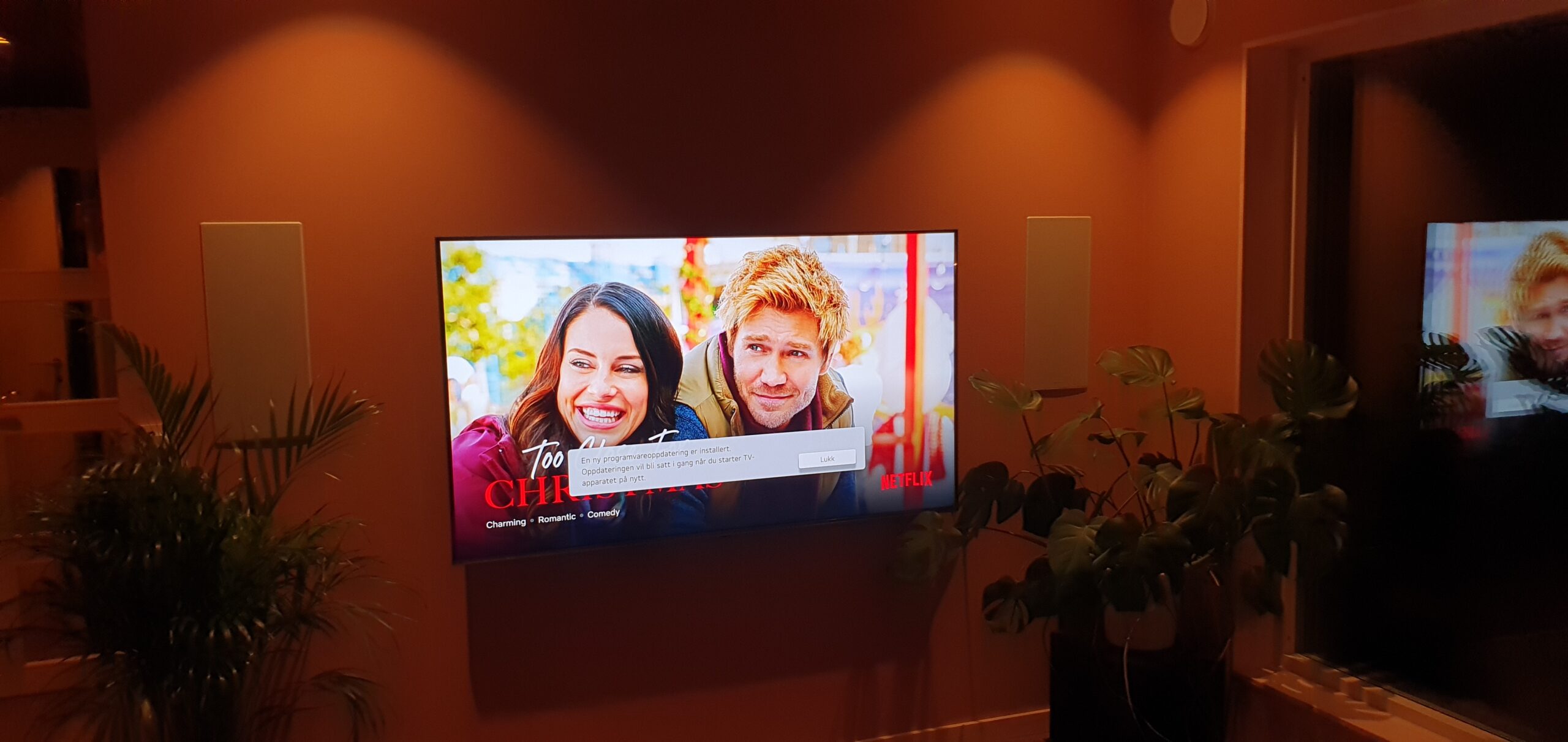 Stue, Finstue, Spisestue, TV-Stue innredning med integrert lyd og bilde system med innfelte arkitektur høyttalere